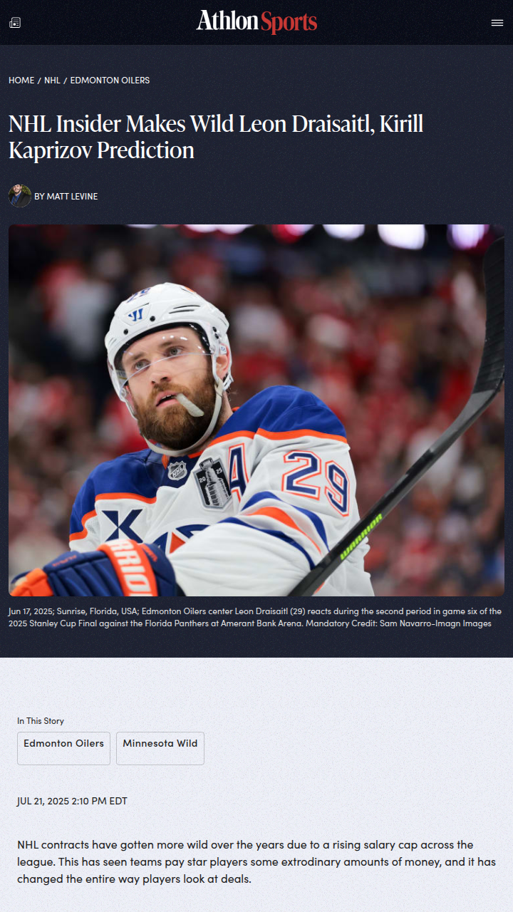 Kaprizov to Out-Earn Draisaitl?!