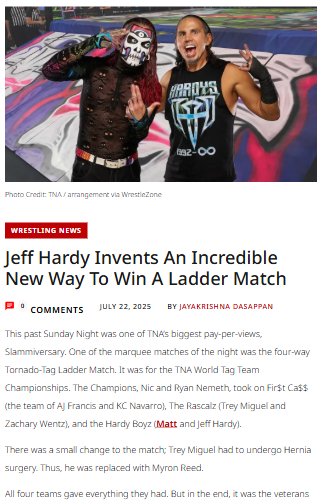 Jeff Hardy’s Rope Ladder Stunt Shocks TNA