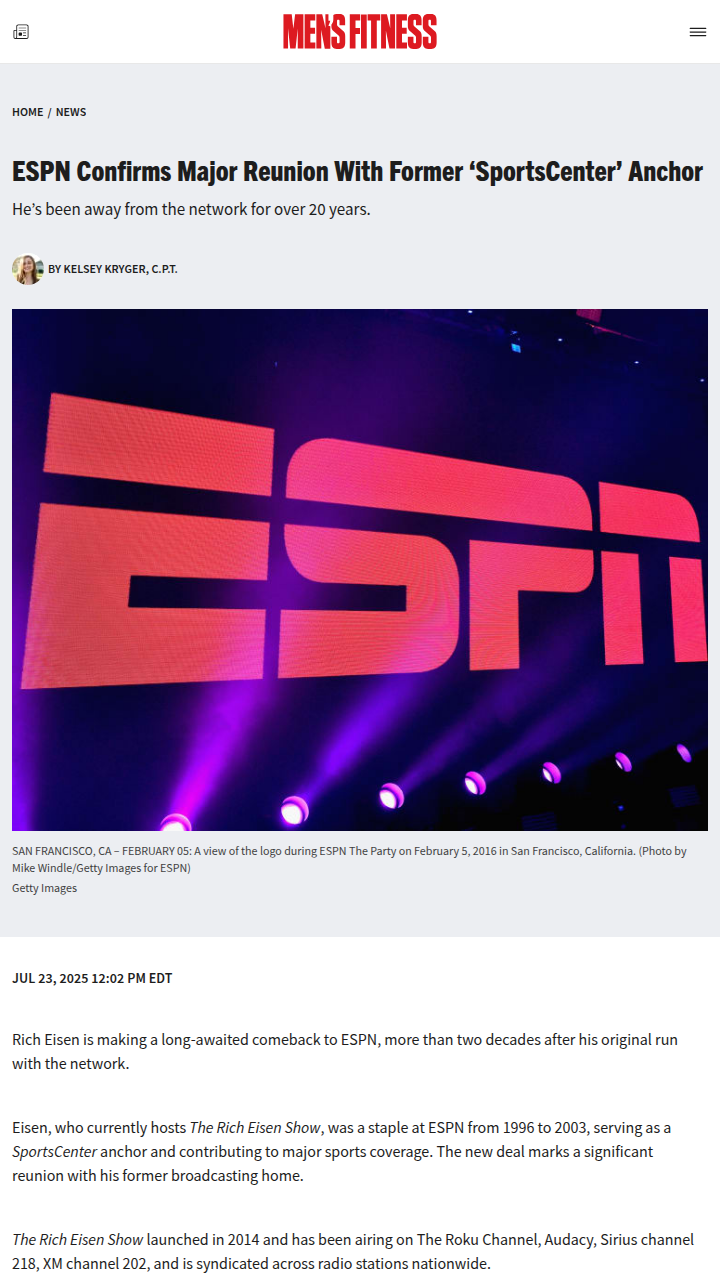 Rich Eisen Returns: SportsCenter Legend Reunites