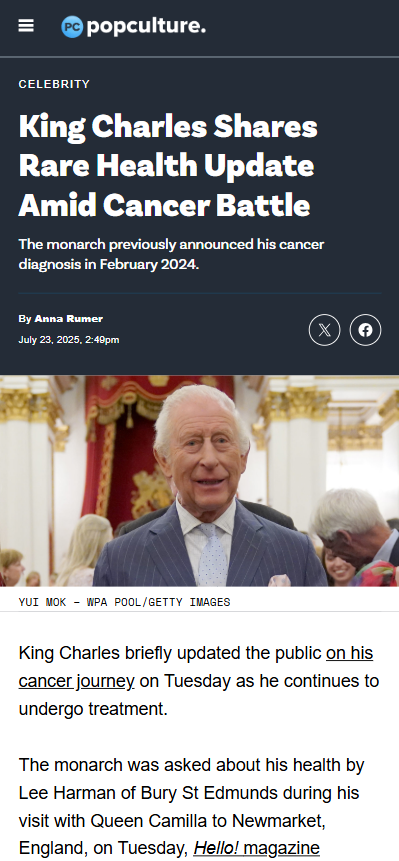 King Charles Gets Real About Cancer