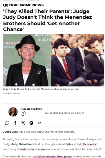 Judge Judy’s Menendez Take Sparks Debate 🔥