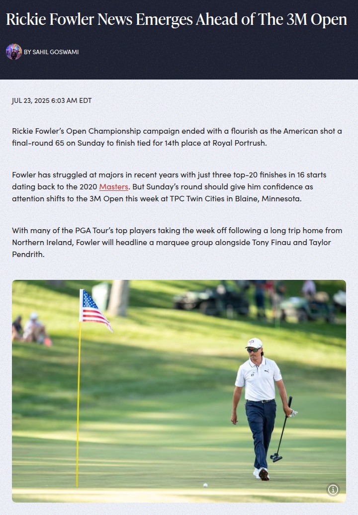 Is Rickie Fowler Ready for the 3M Open?