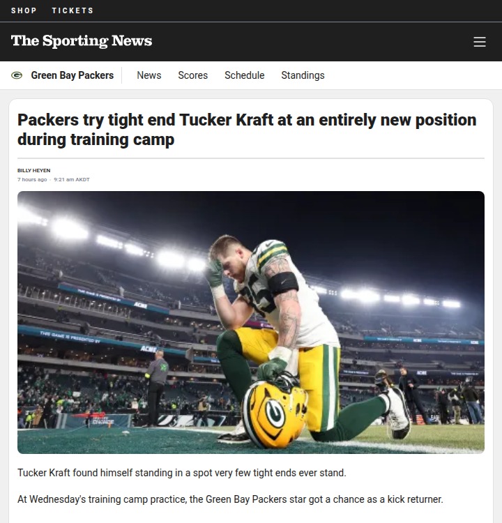 Packers Test Kraft as Surprise Return Man