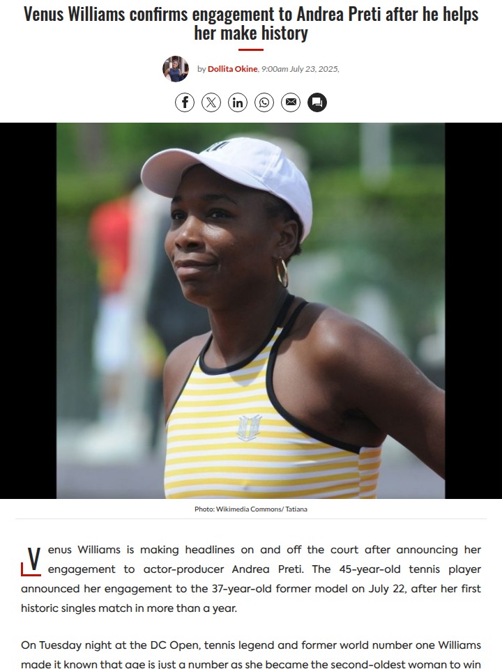 Venus Defies Age, Sets Record & Gets Engaged!