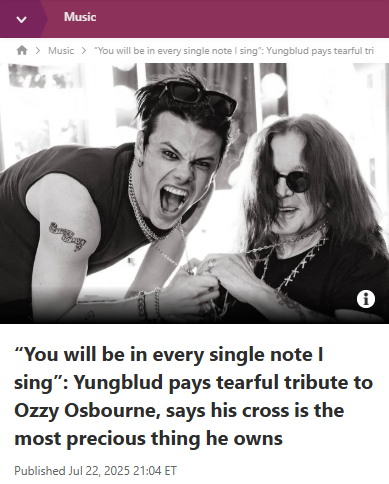 Yungblud’s Cross from Ozzy 😢