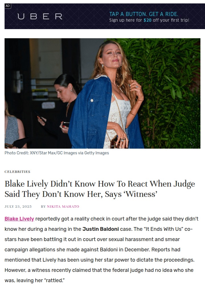 Blake Lively’s Fame Fails in Court 😳