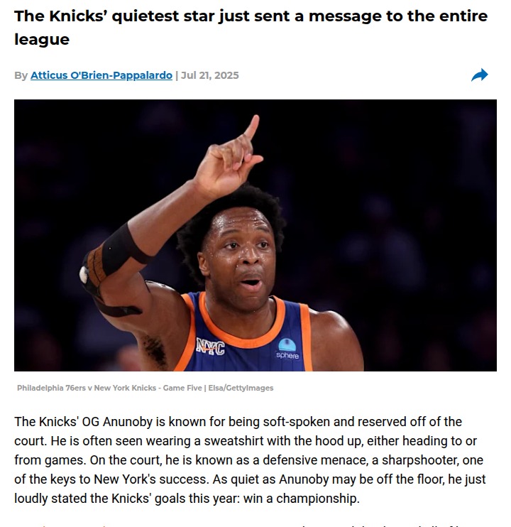OG’s Silent Statement: Knicks All-In for Title