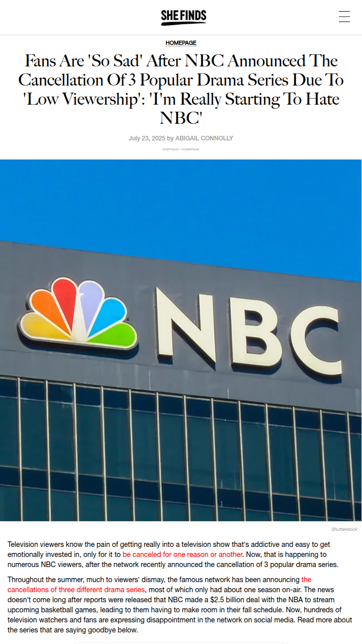 NBC Drama Cancellations Spark Outrage 😢