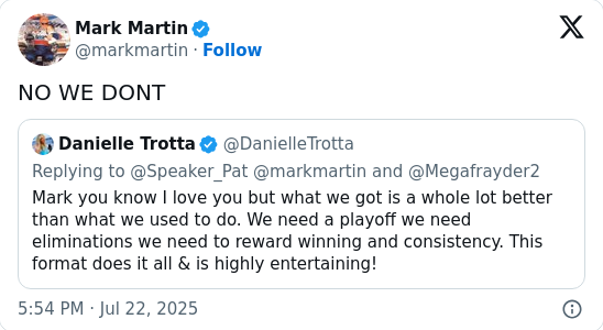 Playoff Showdown: Trotta vs. Mark Martin
