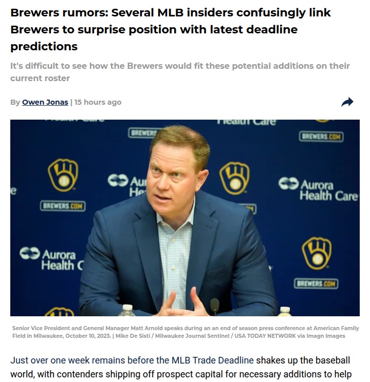 Brewers Eyeing Outfield? Deadline Buzz Heats Up