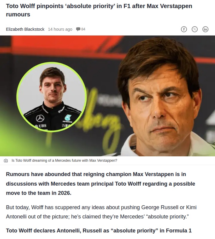 Wolff Shuts Down Max-to-Merc Rumors
