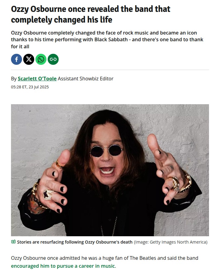 Ozzy’s Beatles Obsession Shocks Fans 🎸