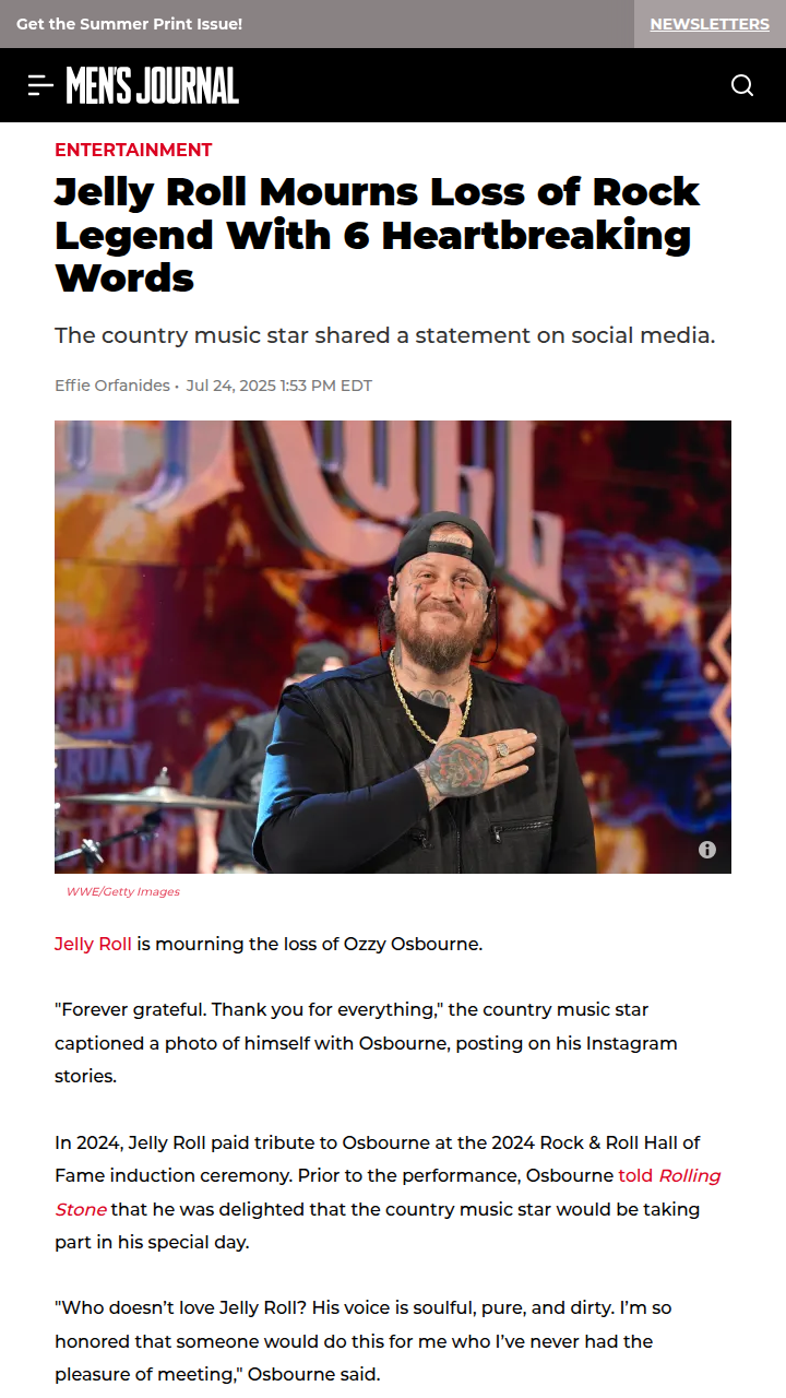 Jelly Roll’s Tearful Tribute to Ozzy 💔