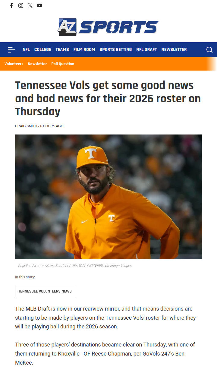 Big roster shakeups for Vols baseball
