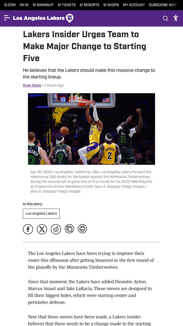 Should the Lakers shake up their starting five?