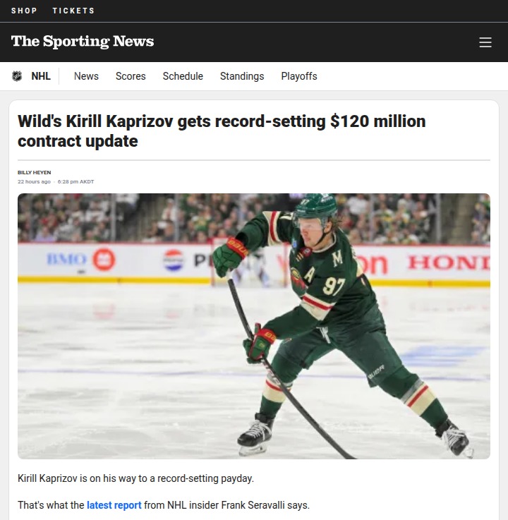 Kaprizov’s Mega Deal: Wild Set to Break Records