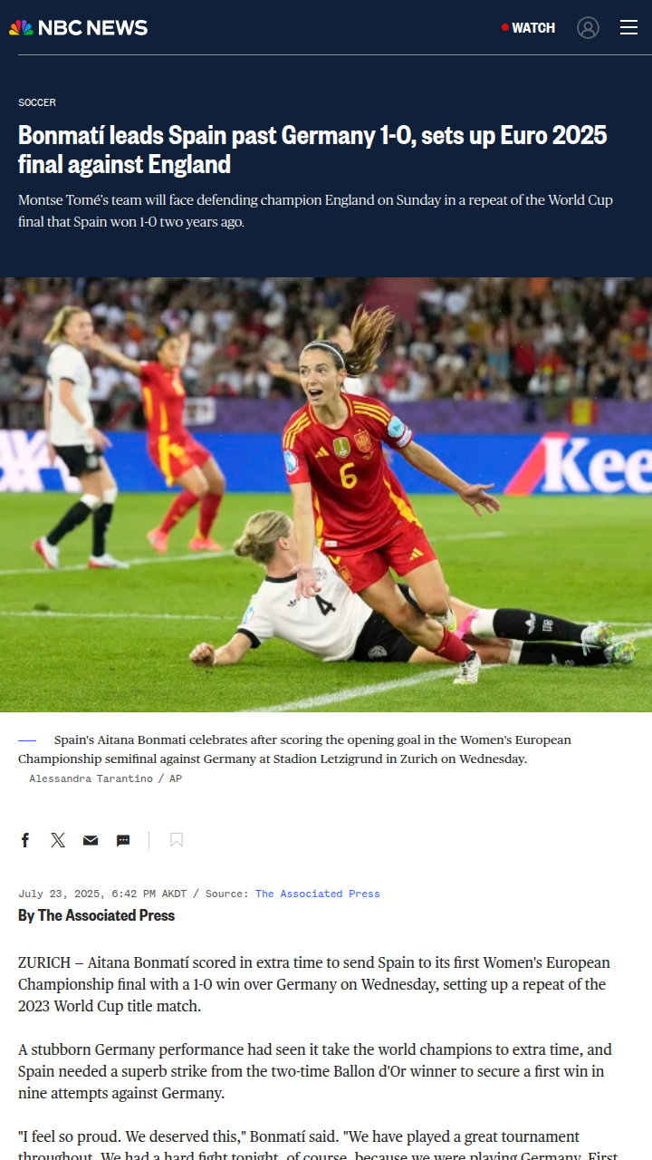 Bonmatí’s Magic Ends Germany’s Euro Reign