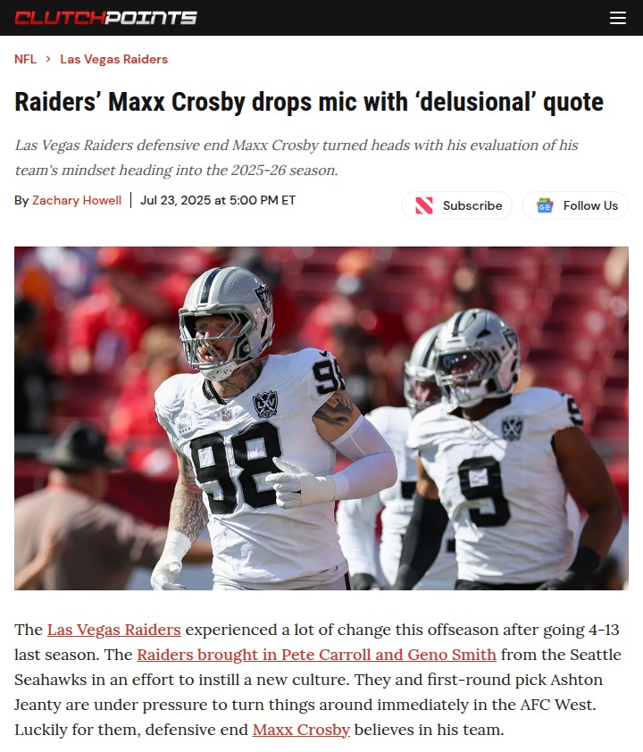 Mad Maxx: Raiders ‘Delusional’ Belief?