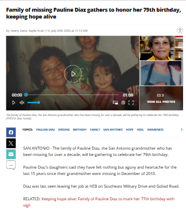 San Antonio family keeps hope for Pauline Diaz