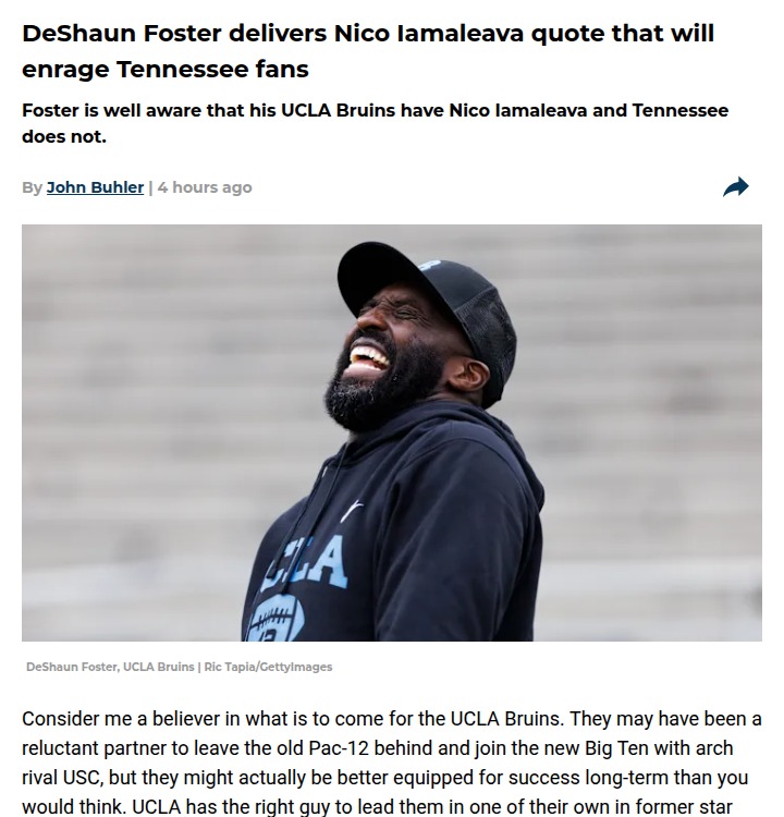 Foster’s Iamaleava Praise Fires Up Vols Fans