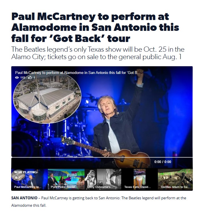 Paul McCartney returns to San Antonio!