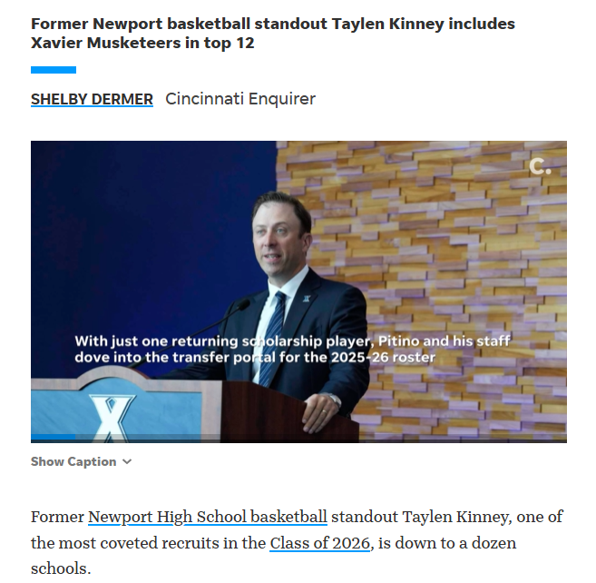 Taylen Kinney puts Xavier in his top 12
