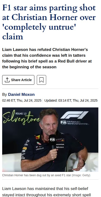 Lawson Fires Back at Horner's Claims