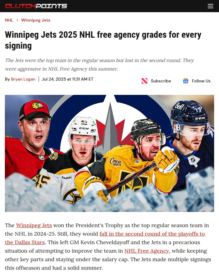 Jets Land Captain Serious: Toews Returns!