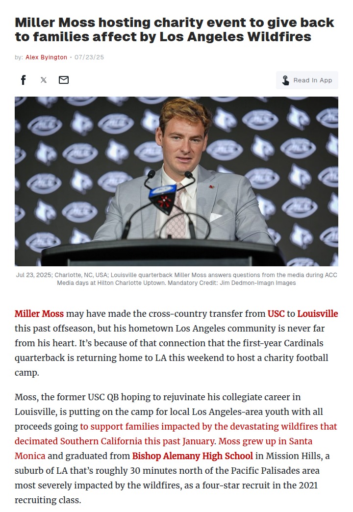 Miller Moss brings hope home to LA