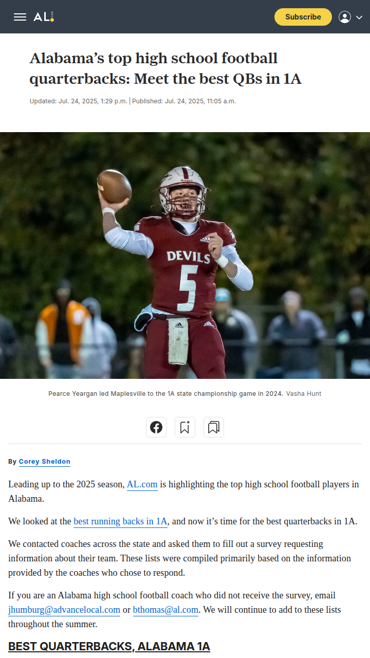 Alabama’s 1A QBs to watch this season