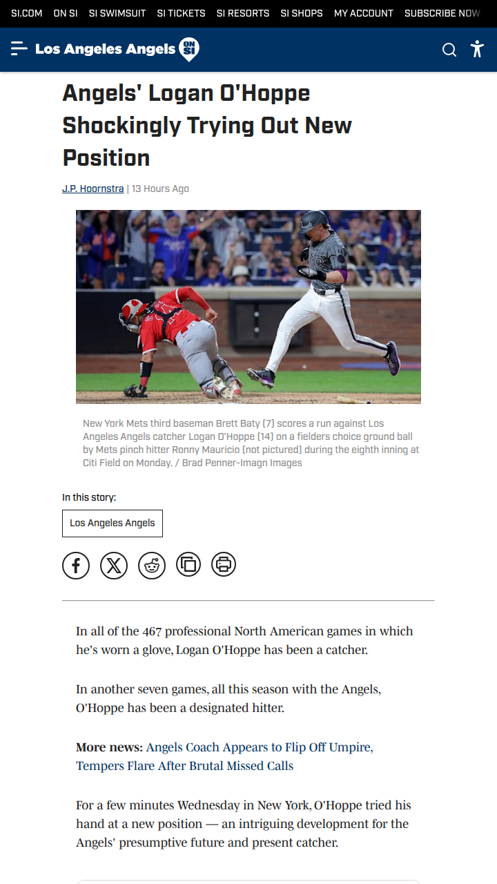 Logan O'Hoppe tests the hot corner for Angels