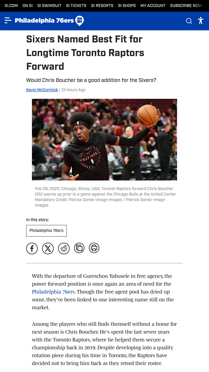 Could Chris Boucher be Philly’s next big move?