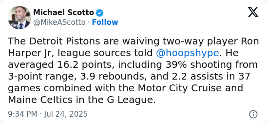 Pistons cut Ron Harper Jr.—what’s next for him?