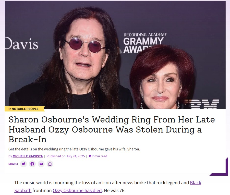 Sharon’s Ring Drama After Ozzy’s Passing 💍