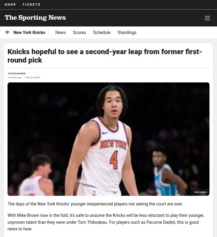 Knicks youth movement could shake up the rotation