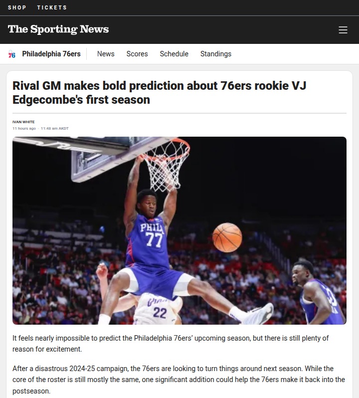 Could VJ Edgecombe become Philly’s breakout star?