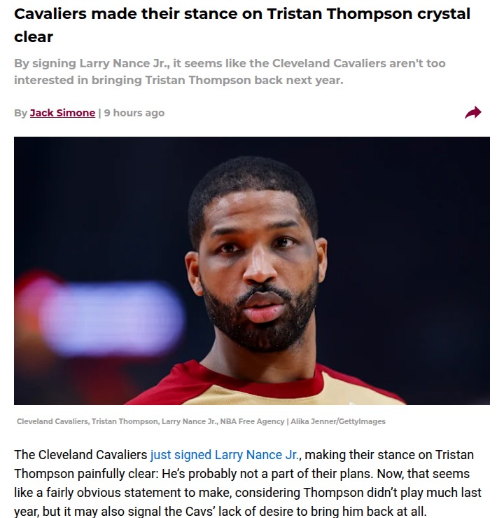 Cavs’ bold move signals end for Tristan Thompson