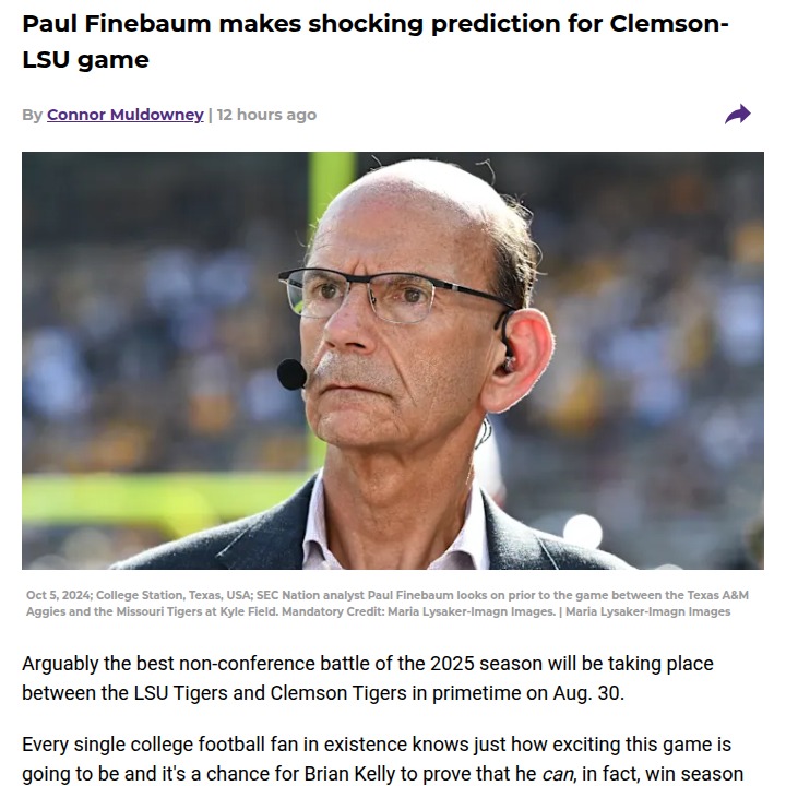 Finebaum Flips: Picks Clemson Over LSU!