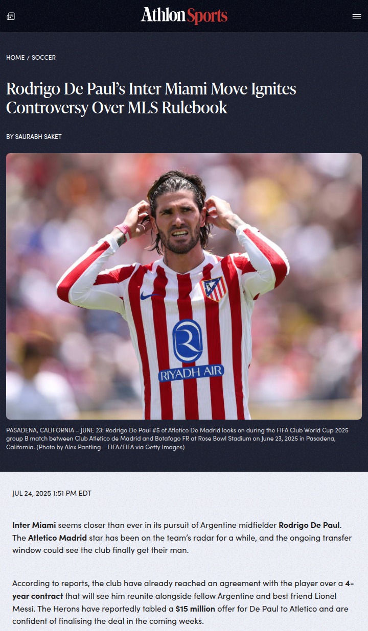 De Paul to Miami: MLS Rules Under Fire