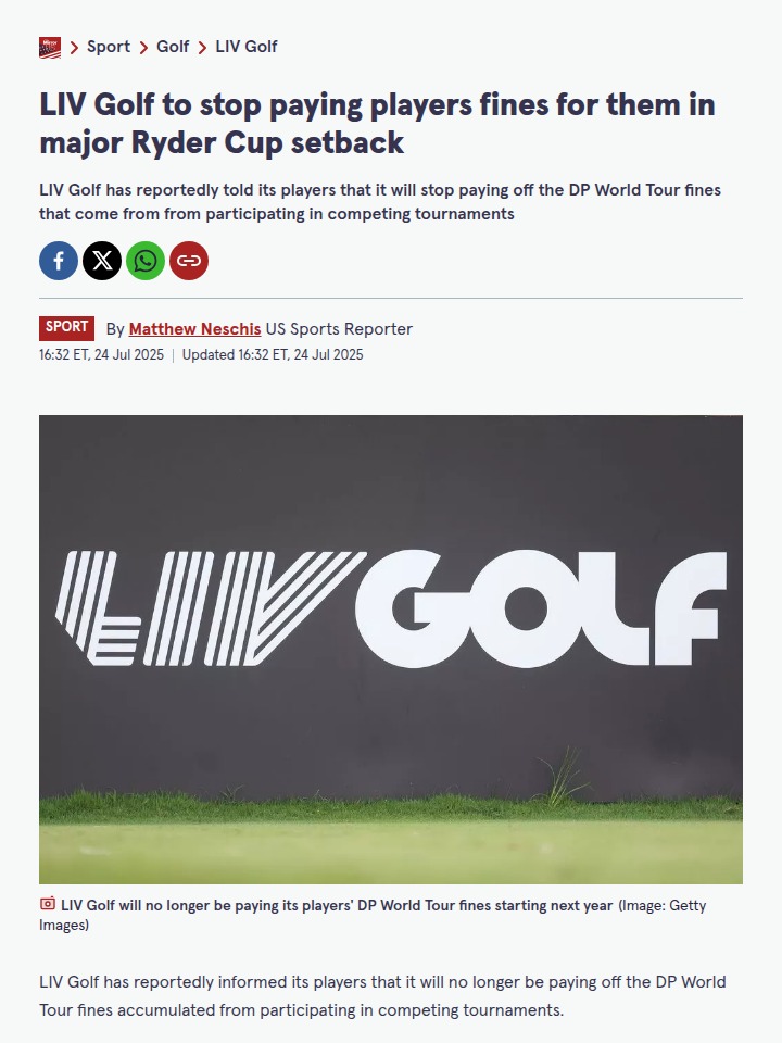 LIV Stars Face Ryder Cup Roadblock