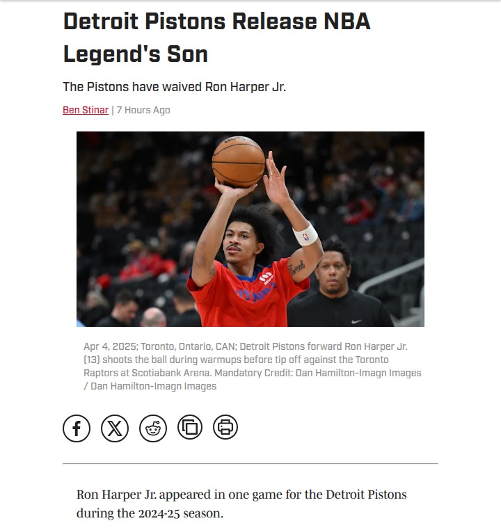 Pistons cut Ron Harper Jr.—what’s next for him?