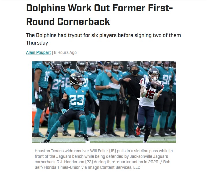 Miami’s own C.J. Henderson misses Dolphins cut