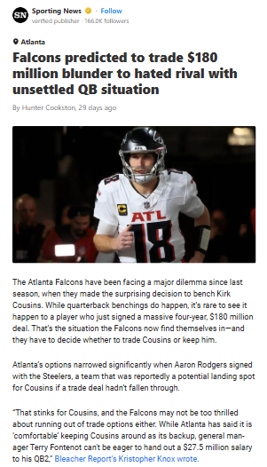 Our $180M quarterback might end up with the Saints