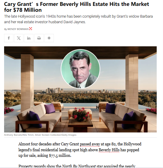 Inside Cary Grant’s iconic Beverly Hills mansion