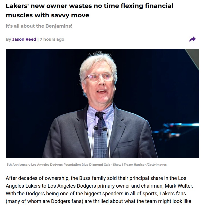 Lakers just got that Dodgers money