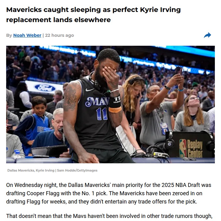 Mavs miss out on key guard for Kyrie’s absence