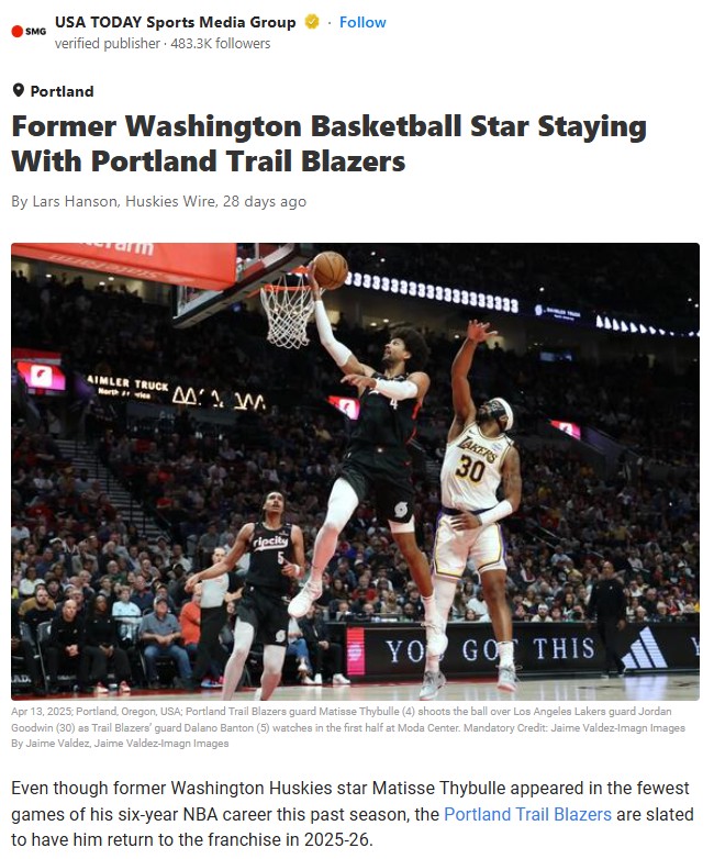 UW star staying with the Blazers!