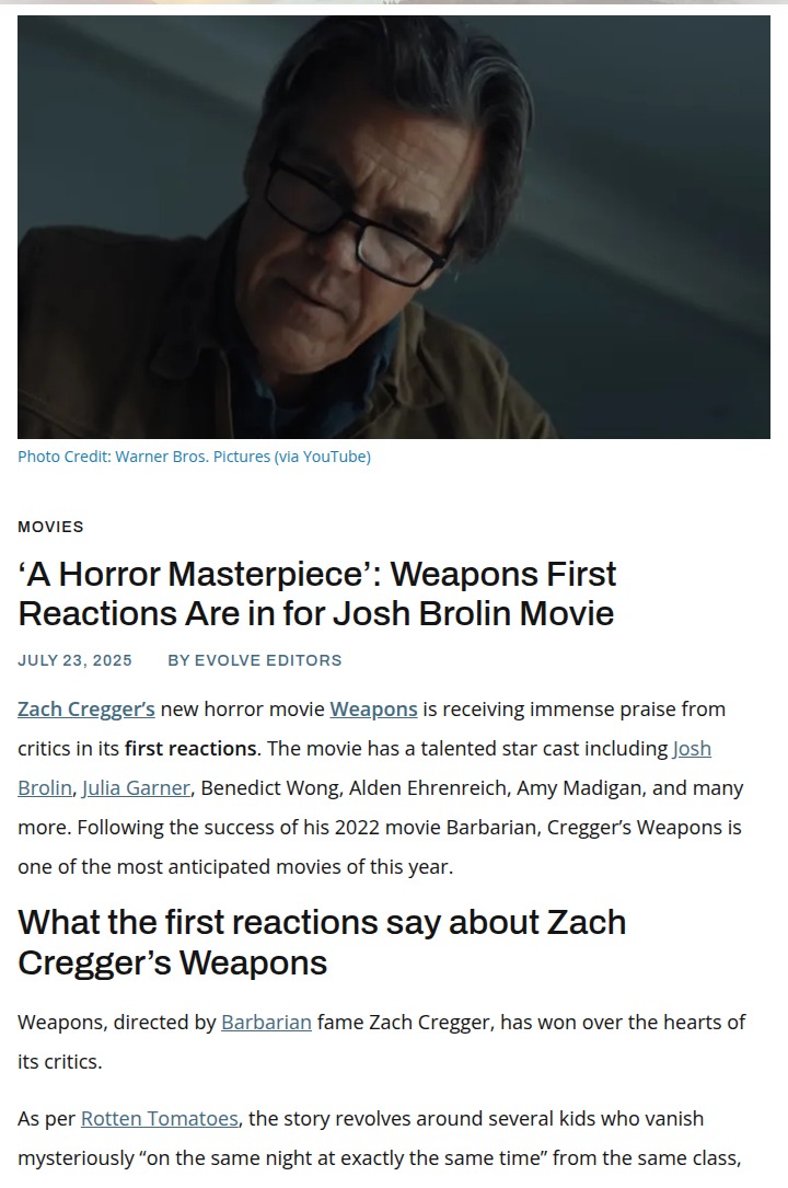Josh Brolin Snubbed in Weapons Hype? 👀