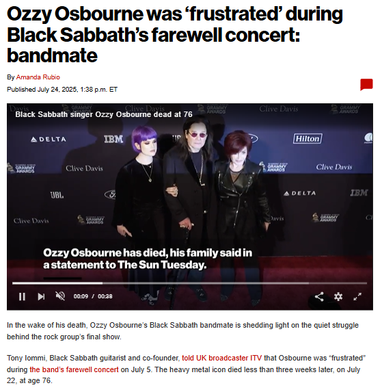Ozzy’s Final Show: Frustration Behind the Throne 🦇