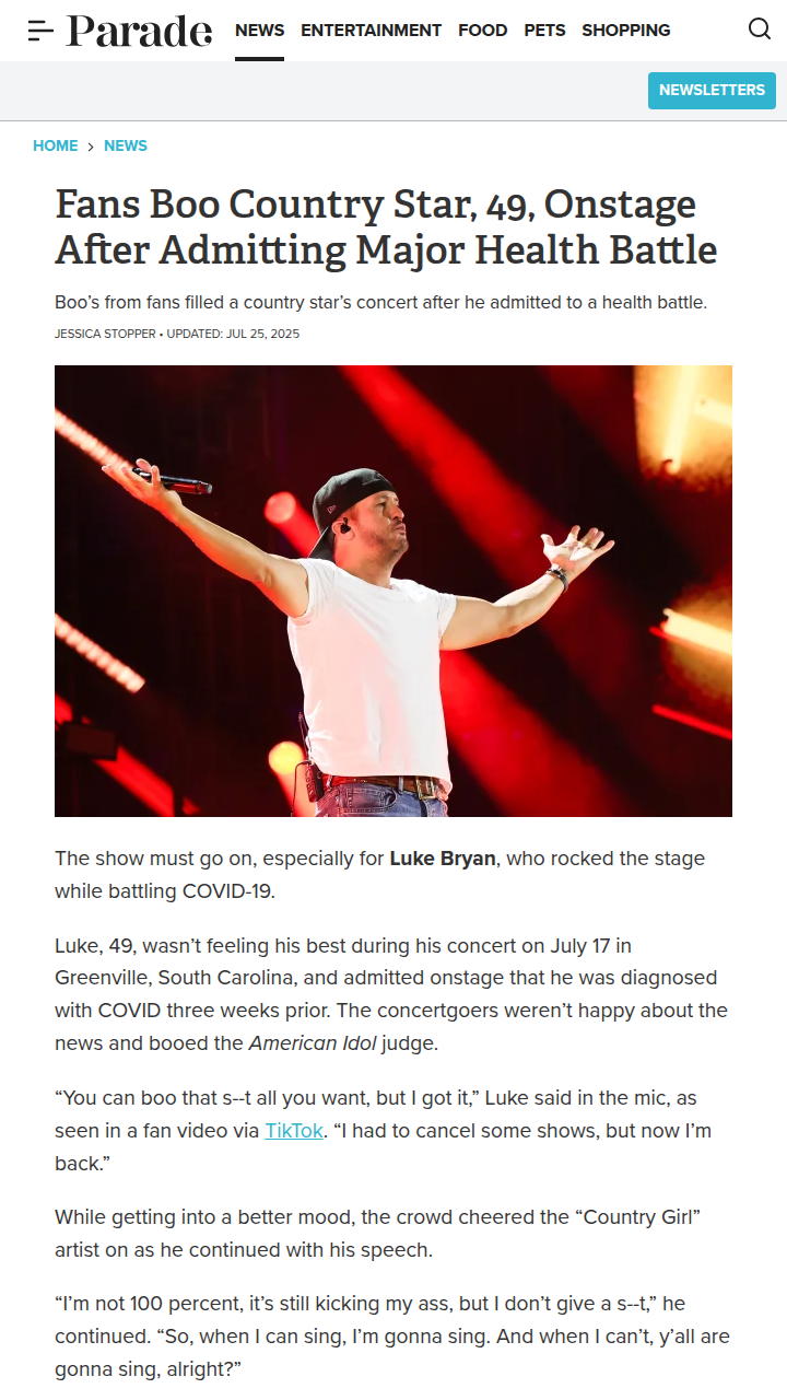 Luke Bryan Booed for COVID Confession 😳